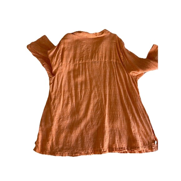 Tahari Tunic Top Womens 2X Orange  100% Linen Popover Lagenlook Coastal Beach - Picture 3 of 7